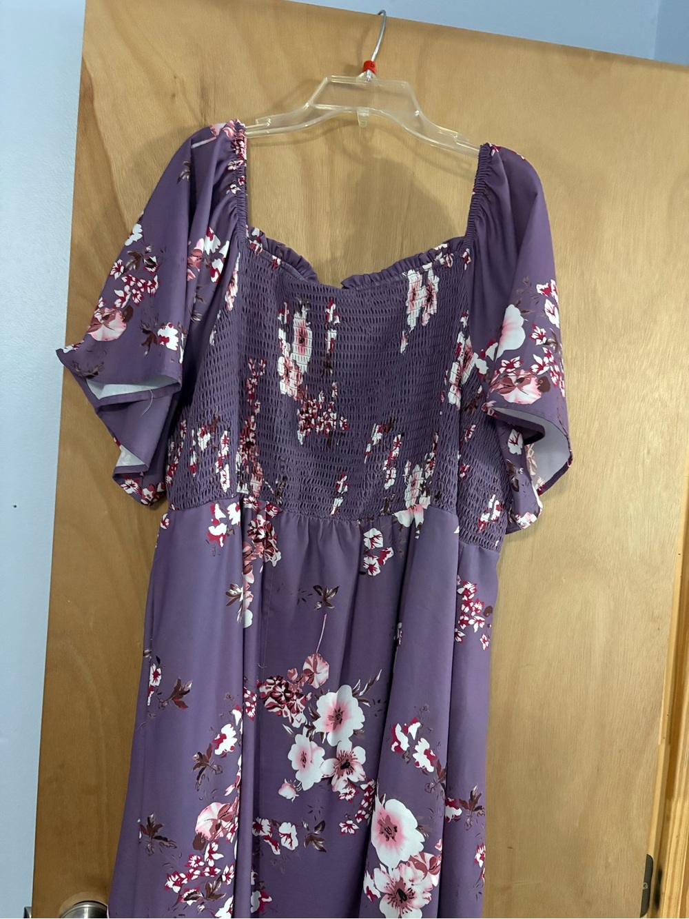BloomChic Lavender Floral Smocked Midi Dress